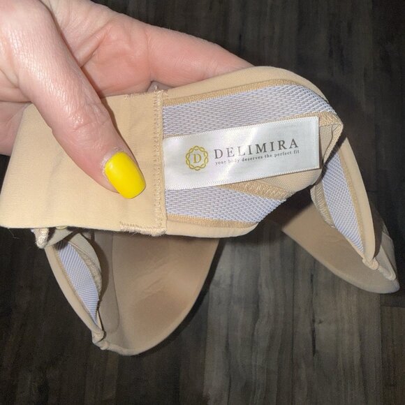 DELIMIRA Strapless Push Up Bra 42F Tan Lace Underwire - Picture 3 of 7